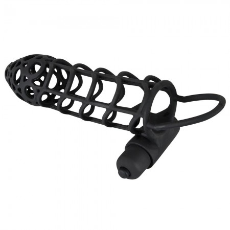 Black Velvet Soft Touch Penis Cage Sleeve And Vibe