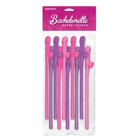 Bachelorette Party Favors 10 Pecker Straws Pink And Purple